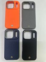 Coque de téléphone en TPU souple à motif fibre de carbone avec boutons métalliques pour iPhone 18 17 16 15 Pro Max, étui de protection magnétique