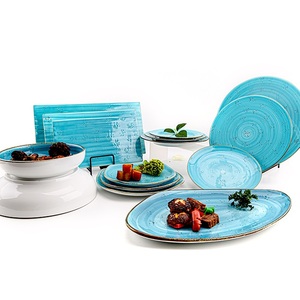 Ensembles de vaisselle en porcelaine de style nordique espagnol sans bords cassés, logo personnalisé, assiette en céramique de restaurant pour hôtel en stock - Product Image 1