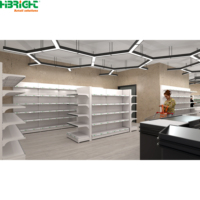 Solution de vente au détail de supermarché tout-en-un sans coupure, présentoir virtuel avec rayonnage gondole en bois et métal léger pour magasin communautaire