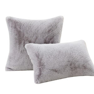 Housse de coussin carrée en fourrure de lapin, couleur unie, pour canapé et chambre à coucher, lavable, en polyester - Product Image 5