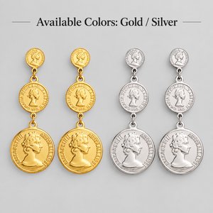 ต่างหูแบบห้อย สแตนเลสสตีล ชุบทอง 18K ลายโบราณ รูปคน สำหรับผู้หญิง - Product Image 3