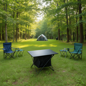 Tavolo da campeggio pieghevole in lega di alluminio portatile per esterni con cestino portaoggetti per uso come arredo da esterno - Product Image 2