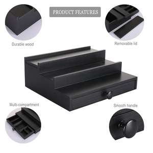 Tre Nước hoa hiển thị đứng màu đen bằng gỗ Cologne Organizer hiển thị đứng với ngăn kéo - Product Image 3