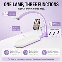 Lampe de bureau demi-lune 48W OEM ODM avec support de téléphone et repose-main, 3 modes de couleur, 6 niveaux de luminosité pour salon de manucure