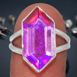 Bague Moonglow Magic Fire Topaz Rose Pointe en Argent Sterling 925, Cadeau de Mariage pour Elle, Sertissage Bezel Coupe Marquise Tendance - Product Image 3