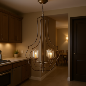 4 <b>Light</b> Adjustable Metal Chandelier Gold Oval Hanging Fixture For Kitchen Dining Room Foyer Entryway E12 Bulb Not Included - Product Image 2