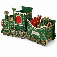 Boîtes cadeaux en carton vert en forme de train pour la vente en gros, idéales pour les fêtes de Noël, les vitrines et les événements.