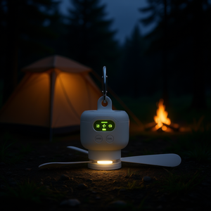 CJLY พัดลมตั้งแคมป์แบบพกพา 8000mAh แบตเตอรี่ขับเคลื่อน LED โคมไฟ 4 ความเร็วจอแสดงผลดิจิตอลคลิปออนสำหรับเต็นท์ RV - Product Image 2