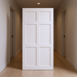 Porte de grange à six panneaux en bois massif Crazy Elf 28 x 84 pouces, intérieur moderne, non fini, imperméable, ouverture manuelle - Product Image 2