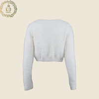 KD fabricant de tricot personnalisé OEM ODM pull à manches longues ouvert sur le devant avec chaîne tricots poilu fourrure Mohair fausse fourrure Cardigan