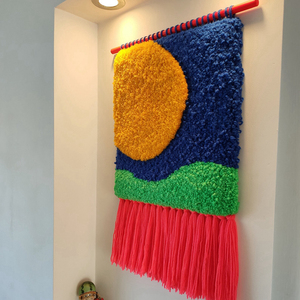 Tùy Chỉnh Handmade Dệt Phong Cảnh Tường Nghệ Thuật Trang Trí Nội Thất Tấm Thảm Tường Treo Sơn Macrame - Product Image 3