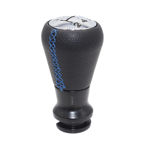 Pommeau de levier de vitesse en cuir noir avec surpiqûres bleues, 5 vitesses, pour voitures Peugeot 206 307 207 408, design ergonomique - Product Image 2