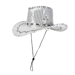 Sombrero de vaquera rosa para fiesta Sombrero de vaquero Halloween Chirstma Western Pink Sequin Sombreros de vaquero para mujer - Product Image 6