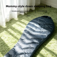 Sac de couchage de type momie en duvet d'oie blanc à 90 % pour adultes, tissu en nylon, léger et portable, équipement de camping d'hiver en plein air
