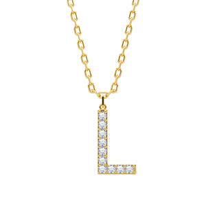 Colgante con Iniciales de la A a la Z Personalizado, Elaborado con Diamantes Cultivados en Laboratorio VVS VS EF en Plata de Ley 925 con Acabado en Oro - Product Image 6