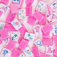 Tuiles de Mahjong en Acrylique et Denim de Luxe Modernes, Personnalisées pour le Mahjong Américain, Tuiles de Mahjong Portables à Deux Couches, Étanches, pour le Divertissement