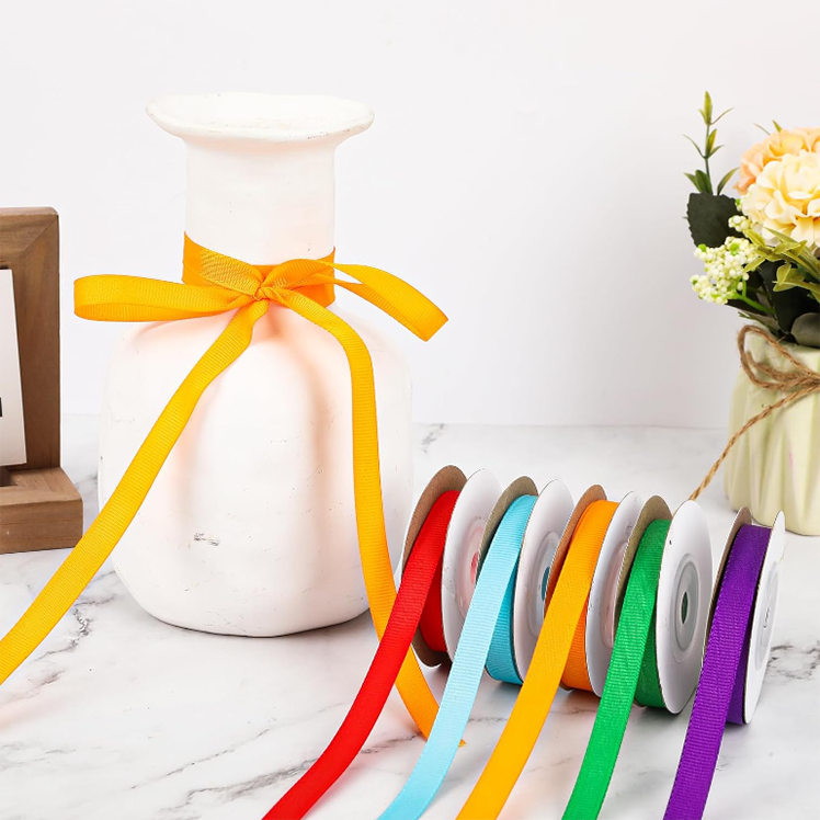 Wholesale Factory 196 Colors Grosgrain Ribbon 100% Polyester Fashion Ribbon for Packaging