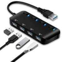 Hub USB 3.0 haute vitesse 4 ports 5 Gbps 4-en-1, répartiteur USB 3.0 avec 4/7 ports et interrupteur LED pour ordinateur portable PC