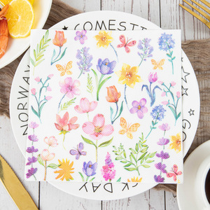 Pastoral Tarz Baskılı Kağıt Peçeteler, Avrupa Temalı Parti ve Etkinlikler için Çiçek Desenli Dekoratif Tek Kullanımlık Peçeteler, Toptan Satış - Product Image 6
