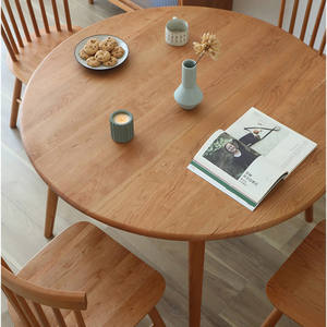 Japanese Style Solid Wood <b>Round</b> <b>Dining</b> <b>Table</b> Cherry Wood Modern Minimalist Stable Design For Home <b>Dining</b> Room - Product Image 5