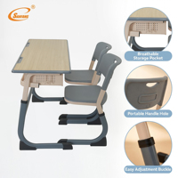 Ensemble bureau et chaise d'écolier réglables en hauteur, avec structure en acier, résistant à l'eau et robuste, pour appels d'offres gouvernementaux