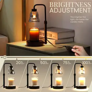Dimmbare Kerzenlampenwärmer mit Einstellbarer Höhe für Heimdekoration Hauswärmen Geschenk Glas-Timer Wachsschmelzlicht