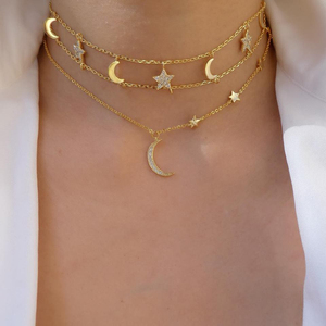 <span class=keywords><strong>Collana</strong></span> girocollo a catena doppia moda <span class=keywords><strong>con</strong></span> stella Boho in <span class=keywords><strong>pietra</strong></span> nera CZ in oro rosa - Product Image 1