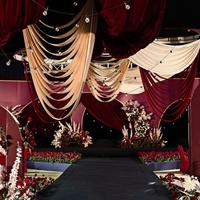 Décorations de scène de mariage modernes - Drapage de plafond en tissu ondulé - Taille et couleur personnalisées