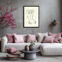 Impression d'art originale sur toile encadrée 40x50cm, motif minimaliste moderne, gravure à l'huile, impression numérique, beauté féminine, multiples