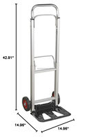 Chariot à main pliable compact, chariot de transport résistant à l'usure et durable en aluminium avec roues en caoutchouc, capacité de charge de 200 kg/440 lb