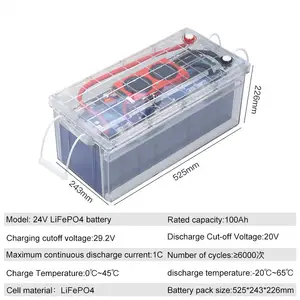 Paquetes de baterías solares recargables 24V 25.6v100Ah LiFePO4 Batería 24V 100ah Baterías de iones de litio 100ah para RV EV