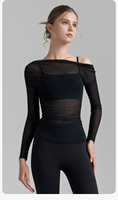 Ensemble 3 pièces de sport automne 2026 : T-shirt à manches longues en maille épaules dénudées, soutien-gorge de sport respirant et leggings pour le yoga et le fitness