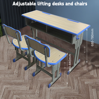 Ensemble de chaises de bureau ergonomiques pour 2 personnes, cadre métallique robuste réglable, mobilier scolaire, tables avec sièges confortables