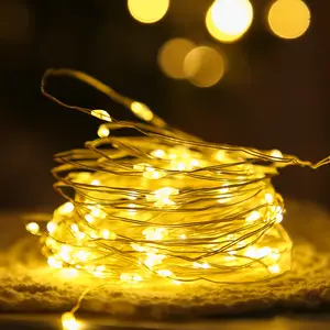 1 מ' 2 מ' 3 מ' זר חג המולד חדר מסיבת חתונה CR2032 מיני פיות חוט נחושת מיקרו לד מחרוזת אורות מופעלים על סוללה