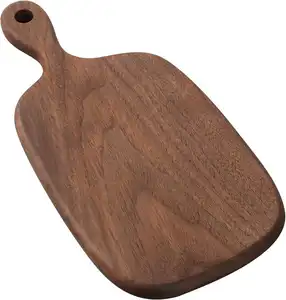 Wood Small Cutting Board with Handle Walnut Wooden Chopping Boards for Bread Vegetables & Fruits Dinner
