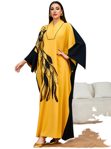Turkish Modest Style Borka <b>Abaya</b> <b>Dress</b> Women Breathable Cotton/Polyester Ankle Length Floral Sleeveless Adults Wedding Eid - Product Image 1