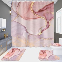 Ensemble de rideaux de douche en marbre imprimé numériquement, 4 pièces, ensemble de rideaux de salle de bain modernes imperméables