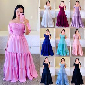 Summer and Fashion Women's High Waist Elegant Short Sleeve Long <strong>Dress</strong> - Product Image 2