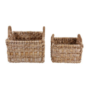 Cesto portaoggetti in vimini intrecciato con manici per l'organizzazione degli scaffali, cesti decorativi in vimini per uso domestico - Product Image 4