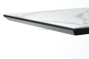 <span class=keywords><strong>Mesa</strong></span> de <span class=keywords><strong>comedor</strong></span> <span class=keywords><strong>extensible</strong></span> con <span class=keywords><strong>mesa</strong></span> de pizarra de piedra de mármol de vidrio templado <span class=keywords><strong>y</strong></span> base de <span class=keywords><strong>acero</strong></span> al carbono de arena - Product Image 5