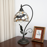 Lampe de table créative d'Halloween, chauves-souris noires, lampe de chevet en verre teinté, style Tiffany, feuilles métalliques, lampe de bureau pour la maison, le bureau, le bar