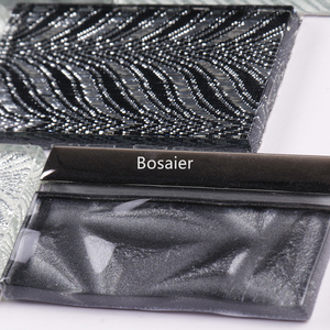 Trang trí nội thất sang trọng xếp li lá mô hình thủy tinh trắng xám Gạch <span class=keywords><strong>Mosaic</strong></span> cho tường - Product Image 3