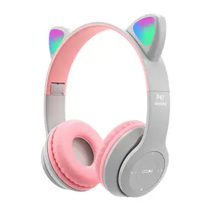 Cheapest Cute Cat Ear Headset P47 M47 P47m Wireless Headphones Led Light Up Auriculares p47m Audifono Earphones For Gifts