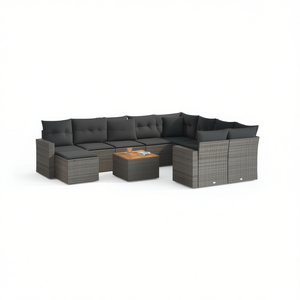 Ensemble de canapés de jardin en polyrotin gris avec structure en acier thermolaqué, mobilier d'extérieur au design contemporain - Product Image 1