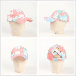 Tie Dye Baseball <b>Cap</b> For <b>Women</b> With Cross Back Design Casual Outdoor Sun Protection Hat Polyester Cotton Twill Material - Product Image 2