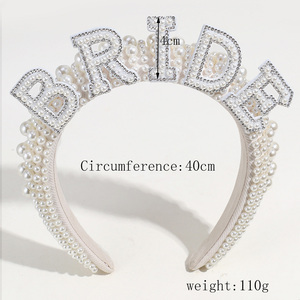 BRIDE 웨딩 주얼리 대형 진주 헤어밴드 티아라 여성용 웨딩 헤드피스 럭셔리 헤어 액세서리 - Product Image 6