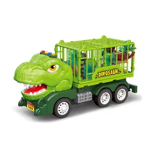 उच्च गुणवत्ता वाले प्लास्टिक जड़ता 1:16 डायनासोर के साथ परिवहन ट्रक खिलौना संगीत घर्षण डायनासोर खिलौने कार