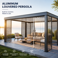 Pergola bioclimatique intelligente en aluminium à lames orientables, télécommande, éclairage LED, toit imperméable et résistant au vent, pour jardin extérieur, sur mesure