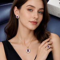 Good Price Natural Ruby MOPJewelry Set 925 Sterling Silver HypoallergenicWomen Gemstone Jewelry Gift for Women Factory Wholesale