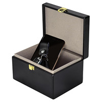 Caja de Bloqueo de Señal RFID Faraday de Cuero PU Negro y Madera, Protección para Llaves de Coche, Escudo Antirrobo, Modelo HY-241009, Hecho en China